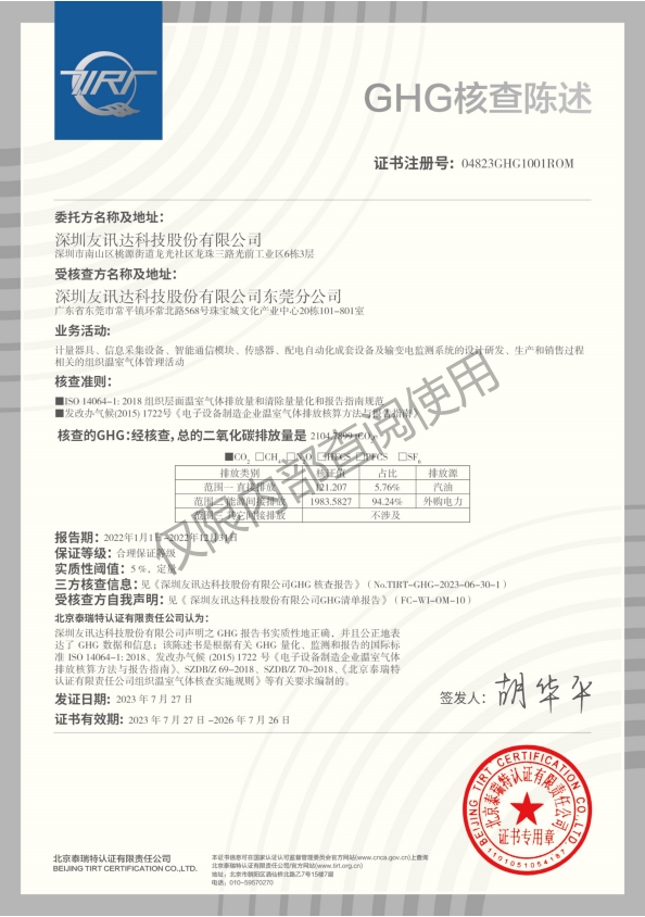 易彩堂官网顺利获得GHG核查陈述、产品碳足迹证书